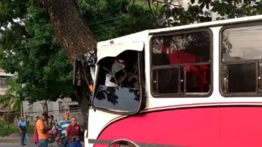 Autobús sin frenos impacta contra un árbol en Aragua: hay siete heridos
