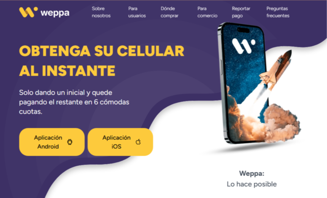Compra de celulares a 6 cuotas: Weppa pide solo tres requisitos para acceder a su línea de crédito Compra de celulares a 6 cuotas: Weppa pide solo tres requisitos para acceder a su línea de crédito