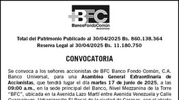 CONVOCATORIA BFC BANCO FONDO COMÚN 22 MAY 2025