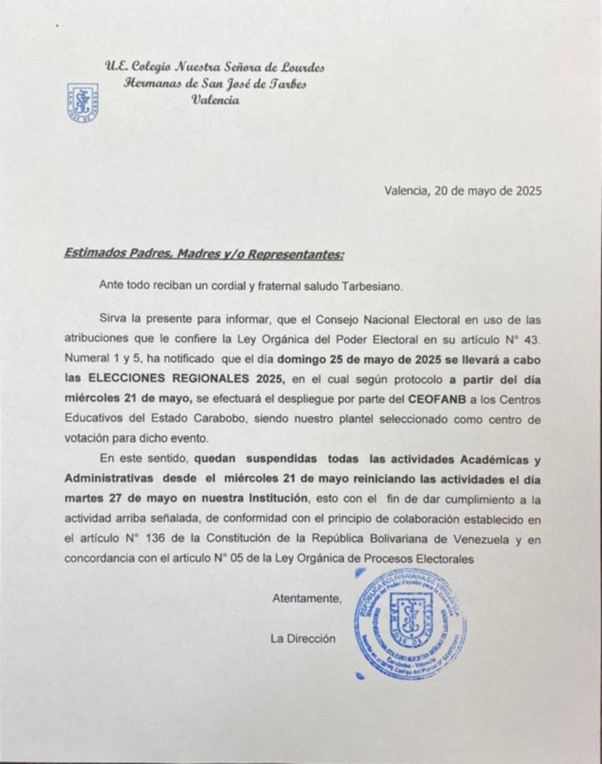 Instituciones educativas informan sobre la suspensión de actividades académicas por la llegada del Plan República para el proceso electoral Instituciones educativas informan sobre la suspensión de actividades académicas por la llegada del Plan República para el proceso electoral