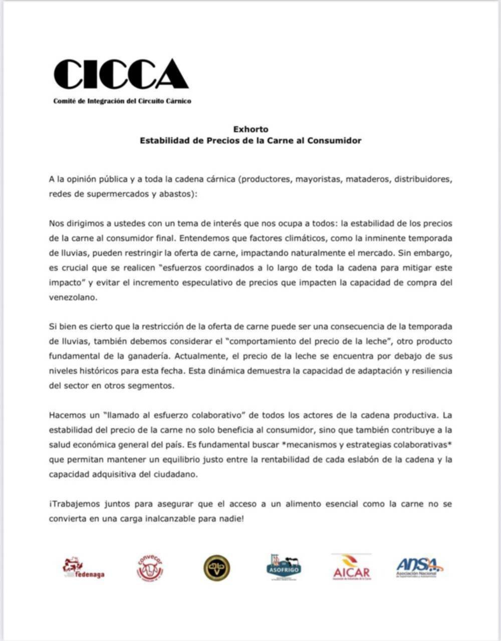 Cadena de la carne en Venezuela pide mantener precios: exhortan a evitar la especulación Cadena de la carne en Venezuela pide mantener precios: exhortan a evitar la especulación