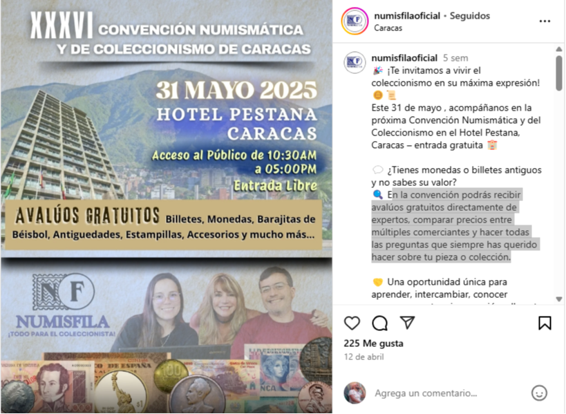 Cotizarán billetes, monedas y demás artículos de colección en la Convención Numismática en Caracas: entrada gratis Cotizarán billetes, monedas y demás artículos de colección en la Convención Numismática en Caracas: entrada gratis