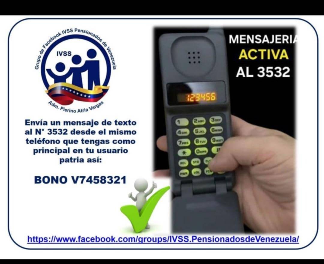 Sistema Patria: abren mensajería a través de este número para activar el bono especial Poder del Pueblo Sistema Patria: abren mensajería a través de este número para activar el bono especial Poder del Pueblo