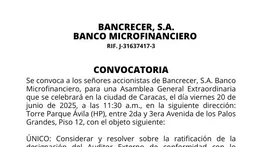 CONVOCATORIA II BANCRECER, S.A. BANCO MICROFINANCIERO 23 MAY 2025