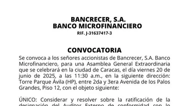 CONVOCATORIA II BANCRECER, S.A. BANCO MICROFINANCIERO 23 MAY 2025