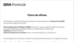 BANCO PROVINCIAL OFICINA MARACAIBO EL MILAGRO (0085) 30 MAY 25
