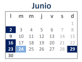 Feriados bancarios y nacionales en el mes de Junio de 2025