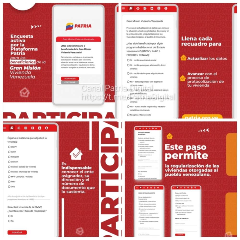 Paso a Paso: Sistema Patria activa encuesta para beneficiarios de la GMVV