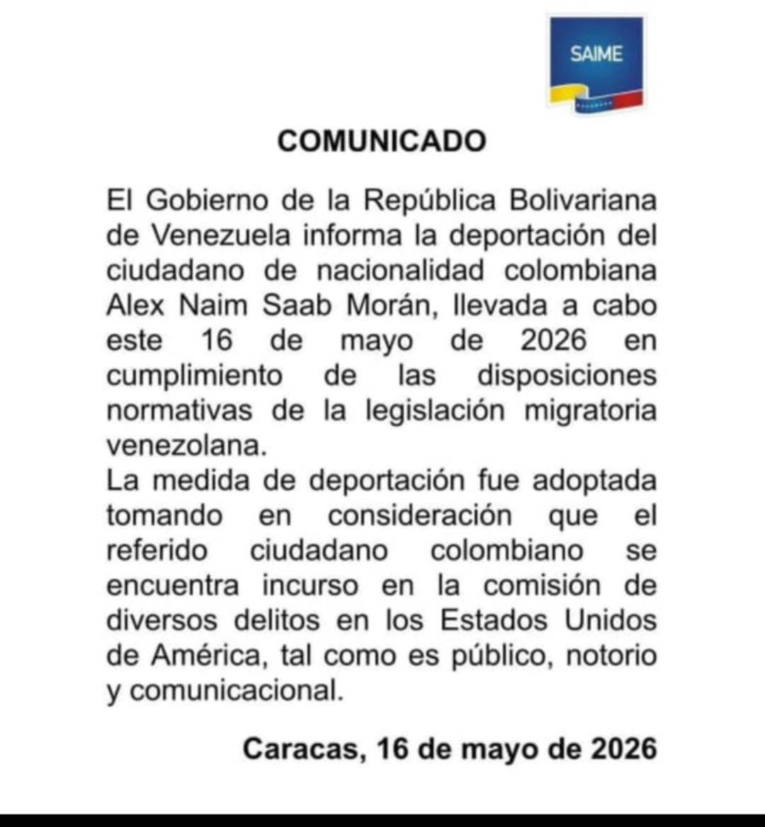 Gobierno de Venezuela confirma la deportación de Alex Saab: comunicado