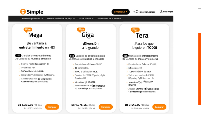 Conozca los precios de los planes de SimpleTv para junio: van desde Bs. 164 Conozca los precios de los planes de SimpleTv para junio: van desde Bs. 164