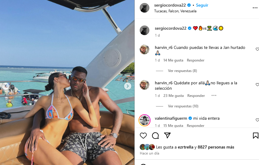 Viva el amor: la exreina de belleza Valentina Figuera presume su romance con el futbolista Sergio Córdova