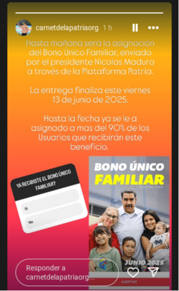Este viernes 13 de junio finaliza entrega del Bono Único Familiar: conozca el porcentaje de beneficiarios que lo han recibido Este viernes 13 de junio finaliza entrega del Bono Único Familiar: conozca el porcentaje de beneficiarios que lo han recibido