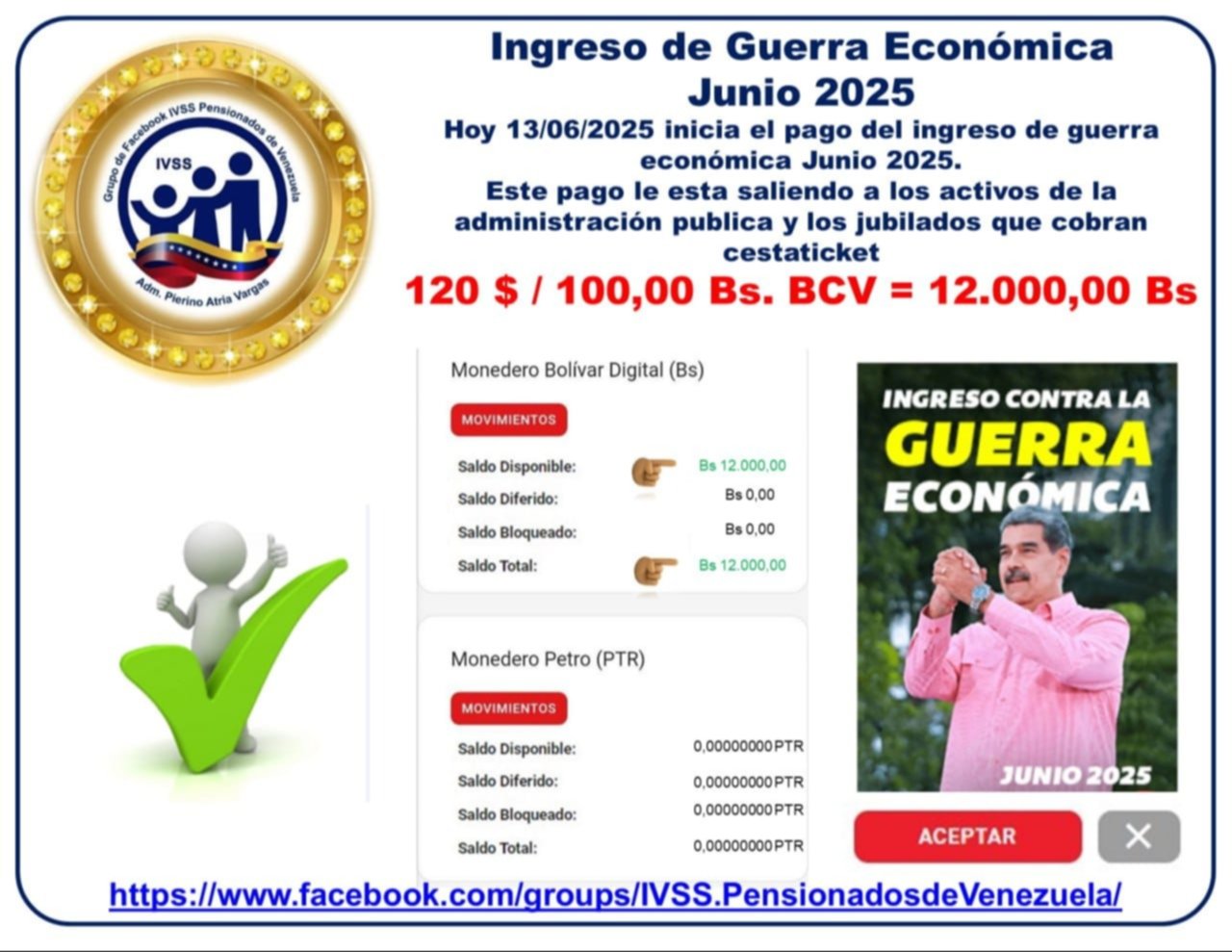 Inicia pago del primer Ingreso por Guerra Económica de junio: este es el monto