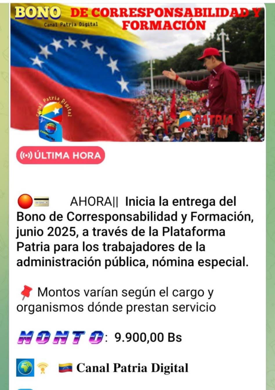 Monedero Patria comienza a pagar un bono por más de Bs 9.000: quiénes lo cobran