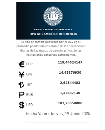 Precio del dólar BCV para hoy 19 de junio: así se cotiza la moneda estadounidense Precio del dólar BCV para hoy 19 de junio: así se cotiza la moneda estadounidense