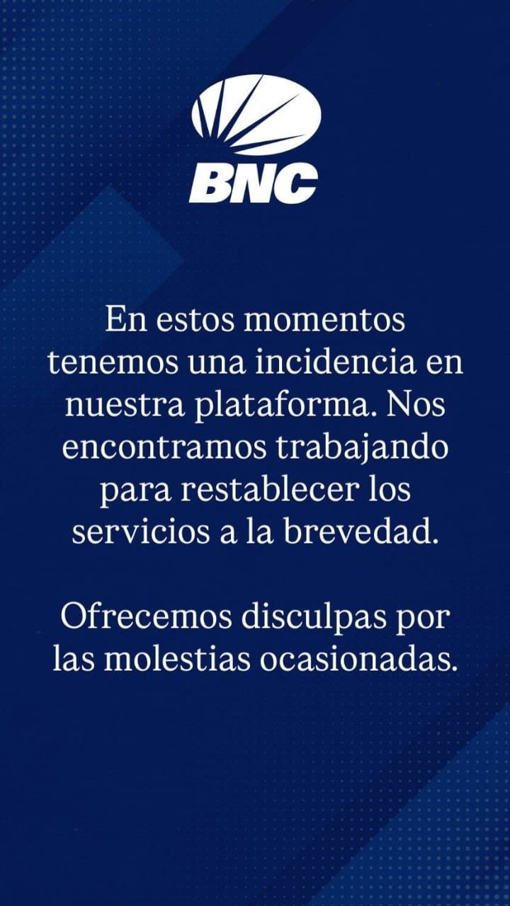 Banco BNC presenta fallas este 30 de junio: la entidad financiera se pronuncia Banco BNC presenta fallas este 30 de junio: la entidad financiera se pronuncia