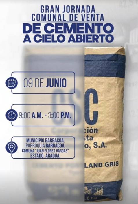 Nueva jornada de venta de cemento a precio de fábrica: puntos activos en las próximas horas