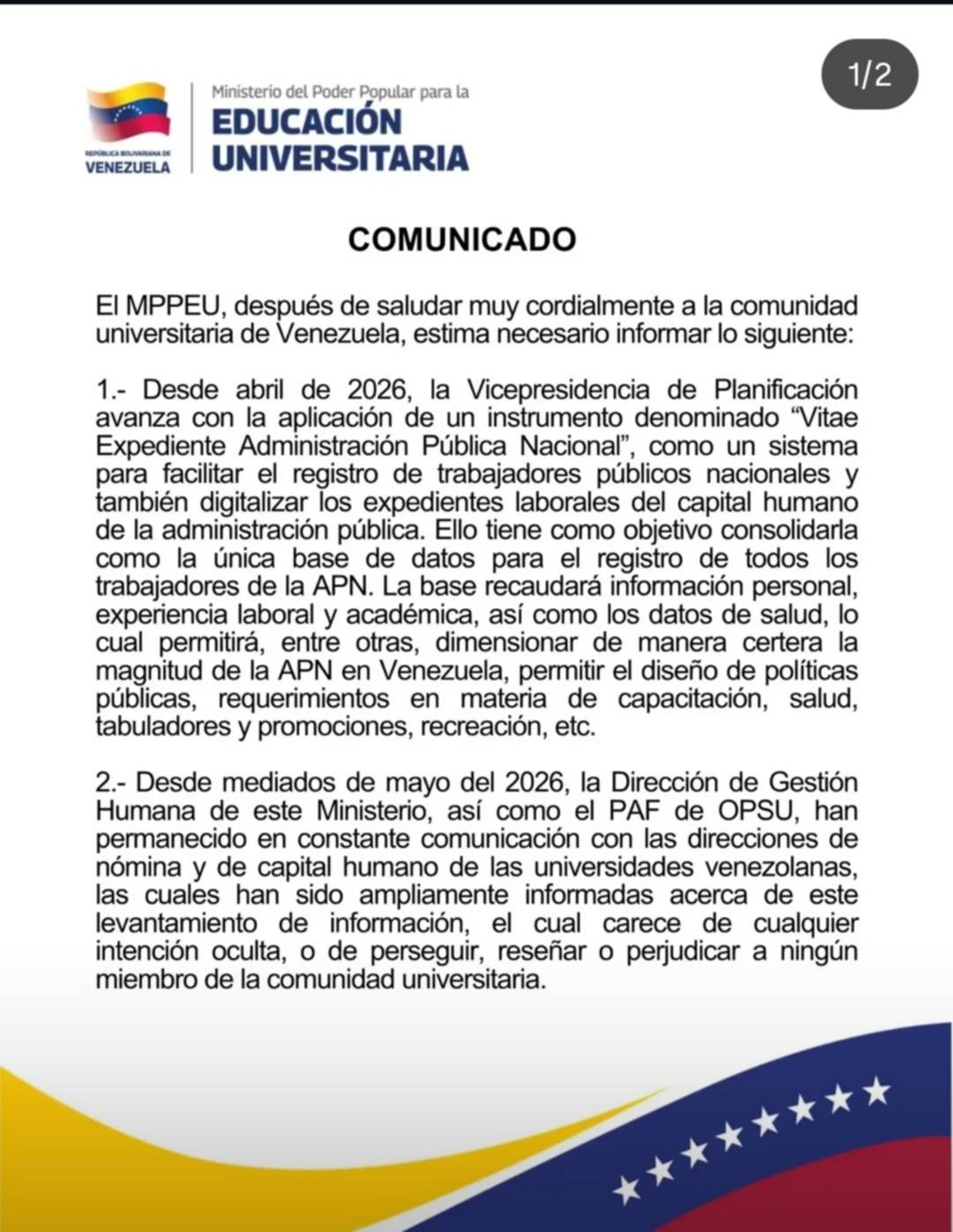 Nuevo registro digital para universidades en Venezuela: así funciona Vitae Expediente APN Nuevo registro digital para universidades en Venezuela: así funciona Vitae Expediente APN