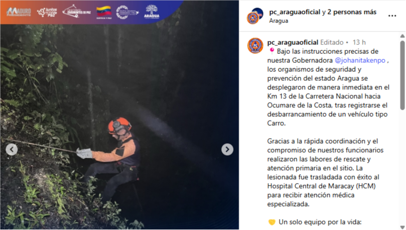 Trágico accidente en Ocumare de la Costa: vehículo cayó al vacío este 23 de junio