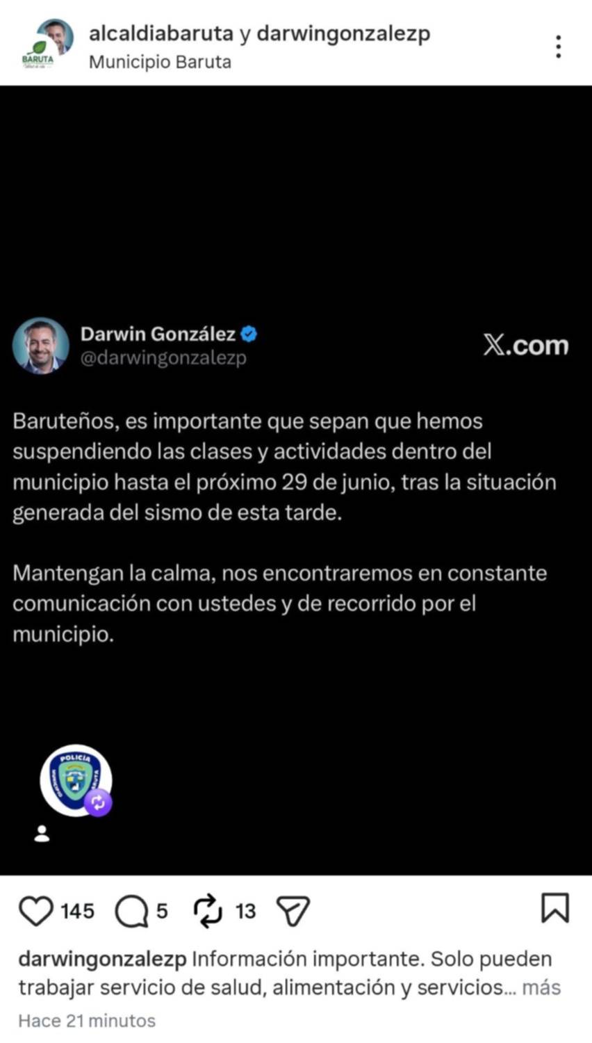Clases suspendidas en este municipio hasta el 29 de junio: autoridades aplican medida tras fuerte sismo