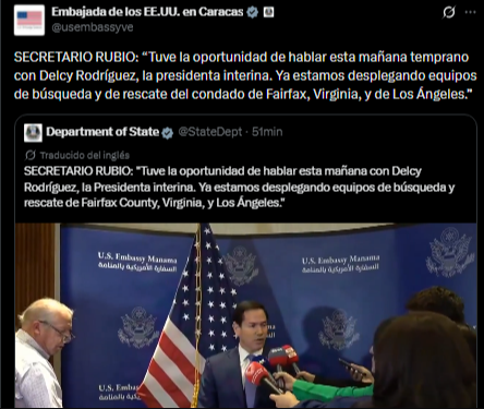Marco Rubio y Delcy Rodríguez acuerdan llegada de equipos especiales de rescate: 25 de junio Marco Rubio y Delcy Rodríguez acuerdan llegada de equipos especiales de rescate: 25 de junio