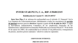 NOTIFICACIÓN INTER STAR PLUS, C.A., 04 JUL 25
