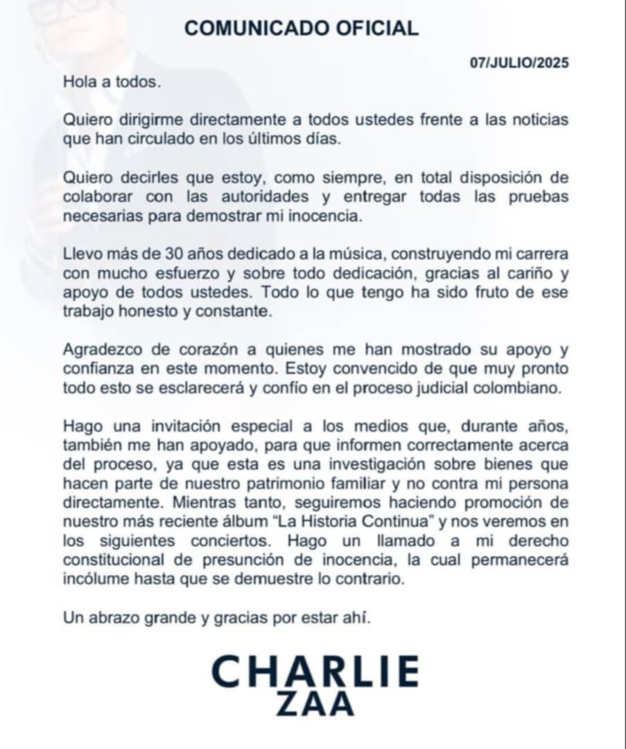 ¡Se defiende! Charlie Zaa responde a las graves acusaciones en su contra