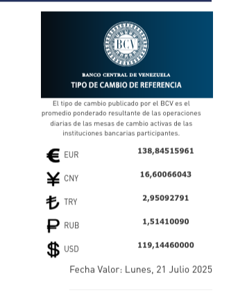 Precio del dólar y euro BCV para el 21 de julio: así se cotizarán las divisas Precio del dólar y euro BCV para el 21 de julio: así se cotizarán las divisas
