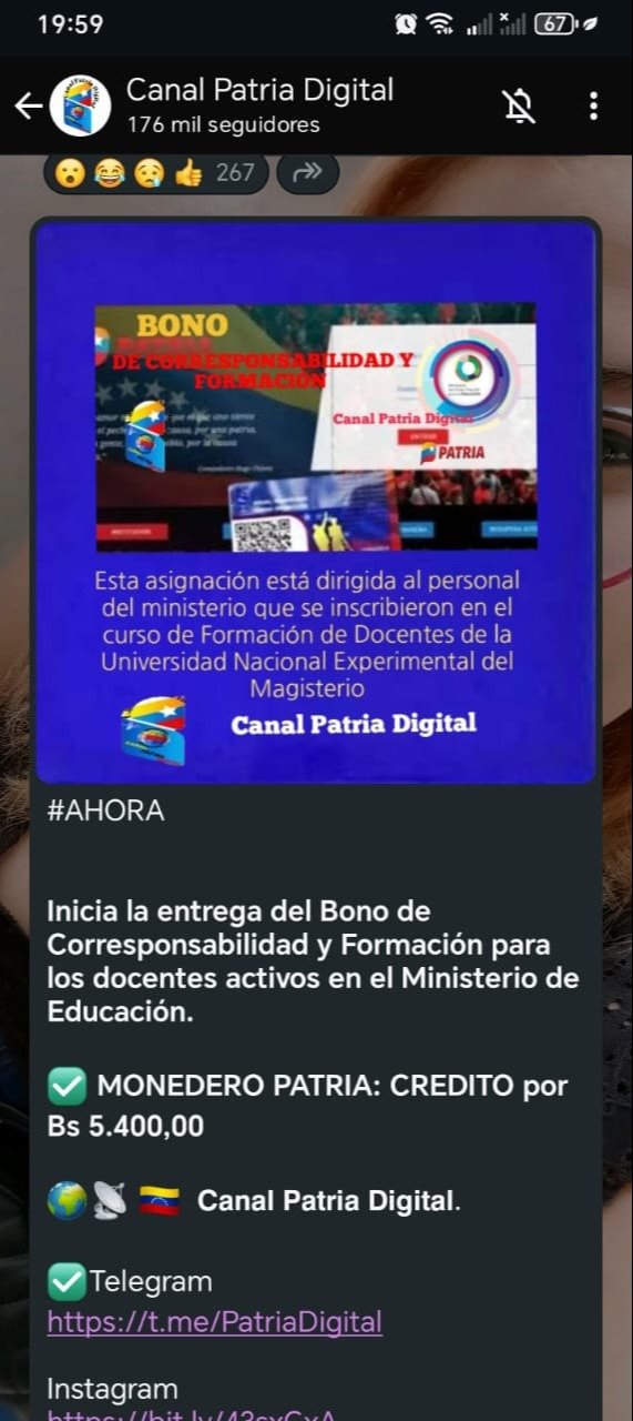 Inicia el pago de un nuevo bono en el Sistema Patria por 5.400Bs: conozca quienes lo reciben Inicia el pago de un nuevo bono en el Sistema Patria por 5.400Bs: conozca quienes lo reciben