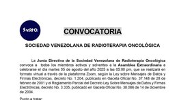 CONVOCATORIA I SOCIEDAD VENEZOLANA DE RADIOTERAPIA ONCOLÓGICA 28 JUL 25