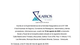 COMUNICADO  KAIROS DE REASEGUROS 1 AGO 2025