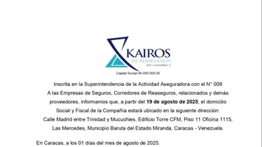 COMUNICADO  KAIROS DE REASEGUROS 1 AGO 2025