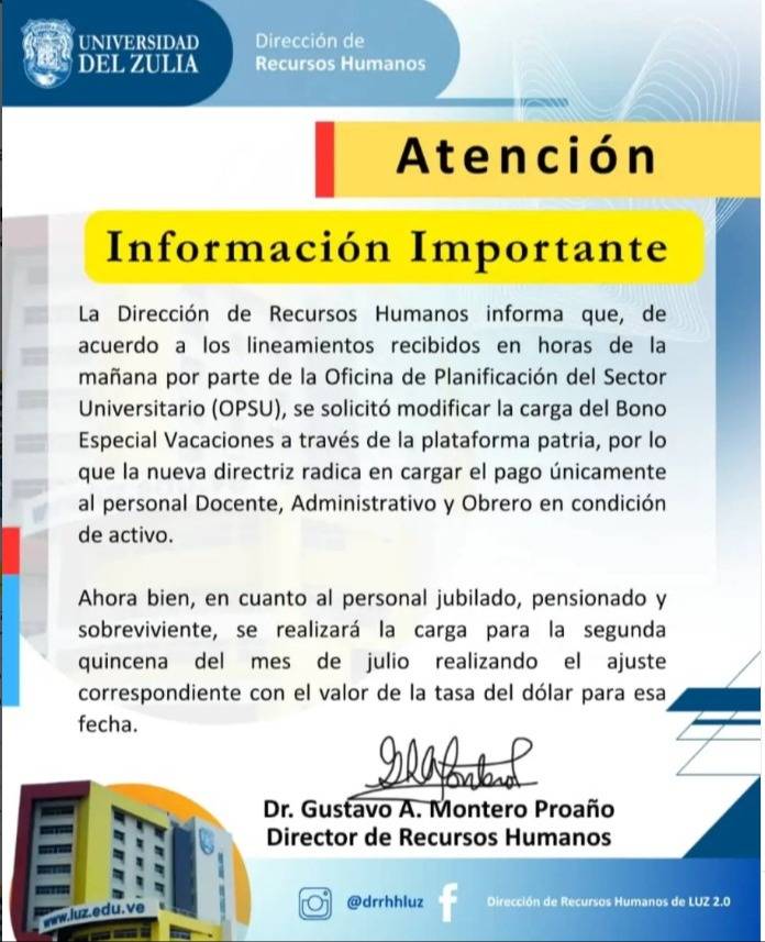 Reprograman el Bono Especial Vacaciones para estos beneficiarios: anuncian ajuste a tasa BCV Reprograman el Bono Especial Vacaciones para estos beneficiarios: anuncian ajuste a tasa BCV
