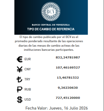 Dólar y euro BCV para hoy 16 de julio: así se cotizan las divisas extranjeras Dólar y euro BCV para hoy 16 de julio: así se cotizan las divisas extranjeras