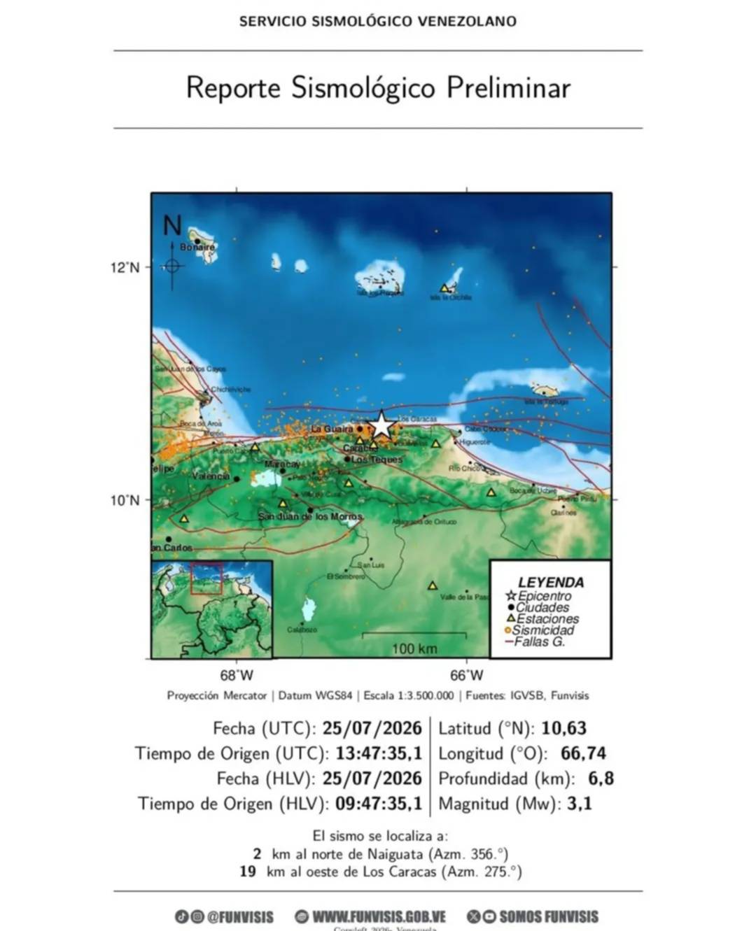 Funvisis reporta nuevo sismo este 25 de julio en la región central: detalles Funvisis reporta nuevo sismo este 25 de julio en la región central: detalles