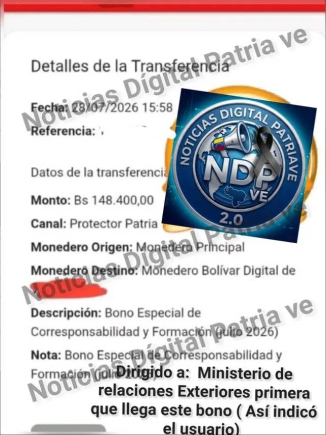 Sistema Patria comienza a pagar bono especial a empleados públicos: sepa el monto Sistema Patria comienza a pagar bono especial a empleados públicos: sepa el monto