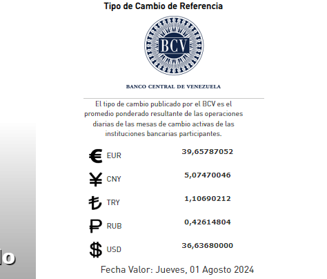 Dólar BCV Venezuela: Así se cotizará la moneda estadounidense este 01Ago Dólar BCV Venezuela: Así se cotizará la moneda estadounidense este 01Ago