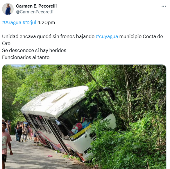 Encava se quedó sin frenos bajando de Cuyagua este #14Jul Encava se quedó sin frenos bajando de Cuyagua este #14Jul