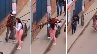 Mujer sorprende a los internautas por cargar a su novio borracho (+Video)