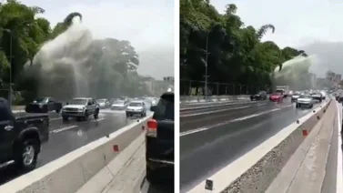 Reportan rotura de tubería de agua en Autopista Prados del Este
