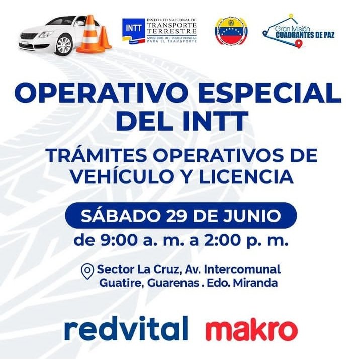 INTT activa operativo especial este 29 de junio con estos trámites (+Lista) INTT activa operativo especial este 29 de junio con estos trámites (+Lista)