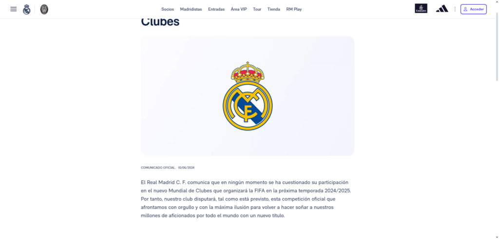 El Real Madrid fija posición sobre su participación en el Mundial de Clubes El Real Madrid fija posición sobre su participación en el Mundial de Clubes