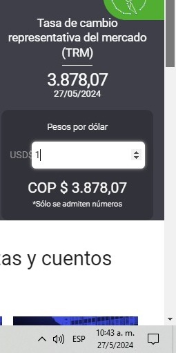 Así se cotiza el peso colombiano frente al dólar este #27May Así se cotiza el peso colombiano frente al dólar este #27May