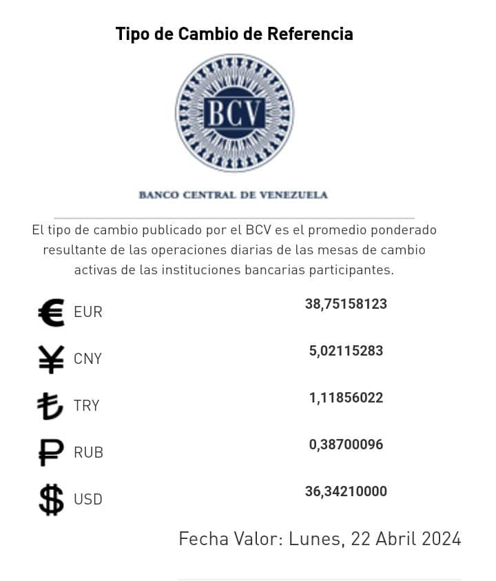 Dólar BCV Venezuela: Así se cotizará la moneda estadounidense este #22Abr Dólar BCV Venezuela: Así se cotizará la moneda estadounidense este #22Abr