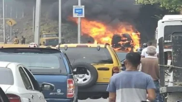 Reportan incendio de un vehículo en la Panamericana (+Imágenes)