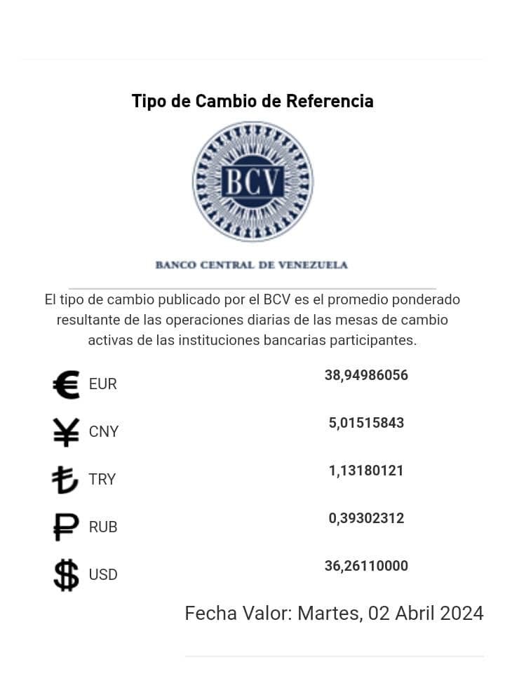 Dólar BCV Venezuela: Así se cotizará la moneda estadounidense este #2Abr Dólar BCV Venezuela: Así se cotizará la moneda estadounidense este #2Abr