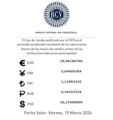Dólar BCV Venezuela: Así se cotizará la moneda estadounidense este #15Mar