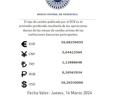 Dólar BCV Venezuela: Así se cotizará la moneda estadounidense este #14Mar Dólar BCV Venezuela: Así se cotizará la moneda estadounidense este #14Mar