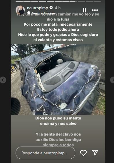 Neutro Shorty sufre aparatoso accidente de tránsito