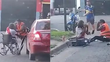 Reportan pelea entre dos personas con discapacidad en plena calle (+Video)